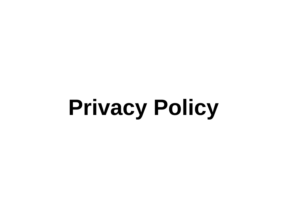 Privacy Policy text in bold black font on a plain white background, representing the section of the website that outlines user data protection and privacy practices.
