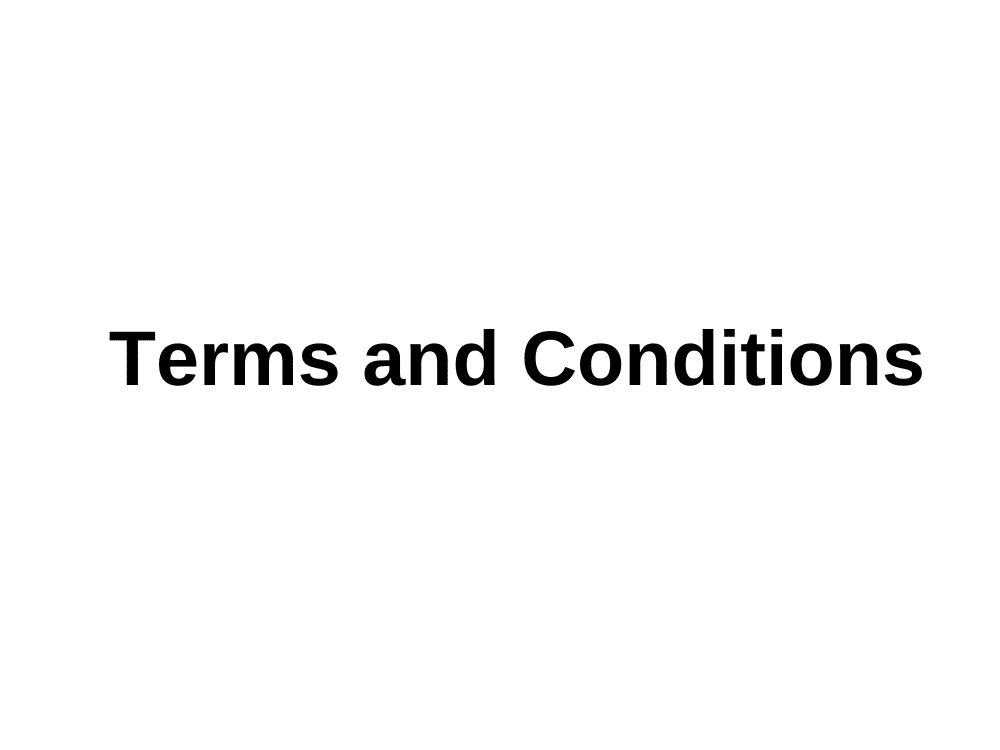 Terms and Conditions text in bold black font on a plain white background, representing the section of the website that outlines the rules and agreements for using the service.